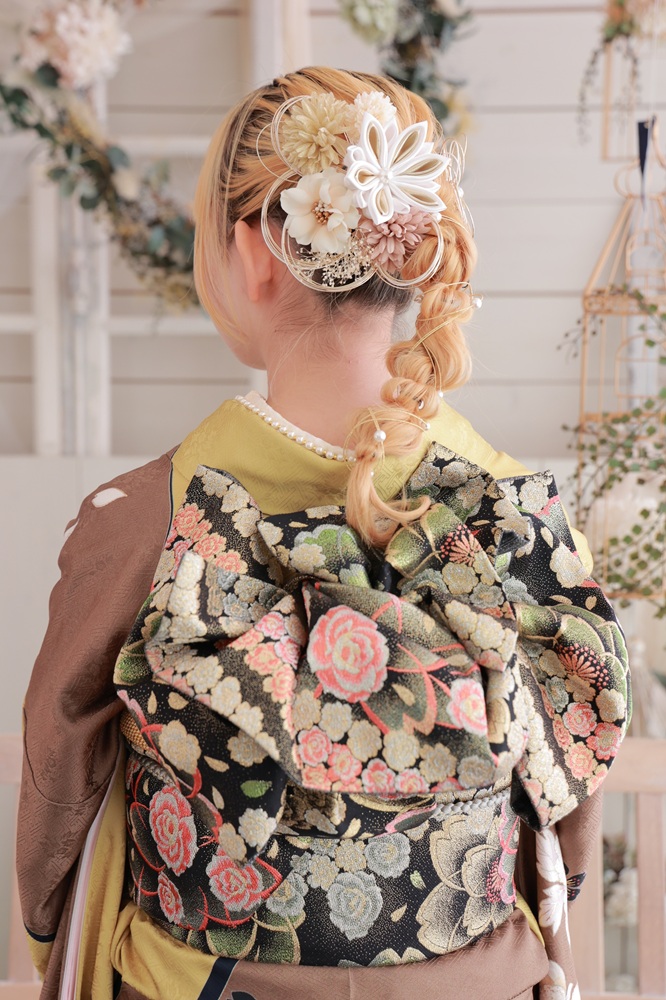 髪飾　ちりめん細工　髪型